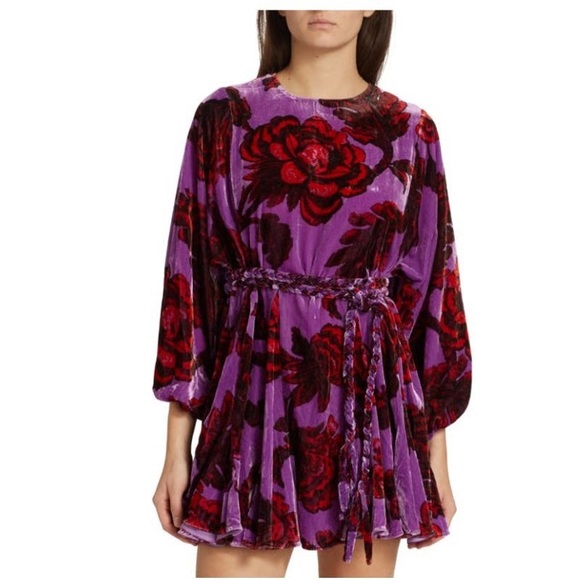 RHODE Dresses & Skirts - Rhode Ella Mini Dress in Purple Floral Velvet XS